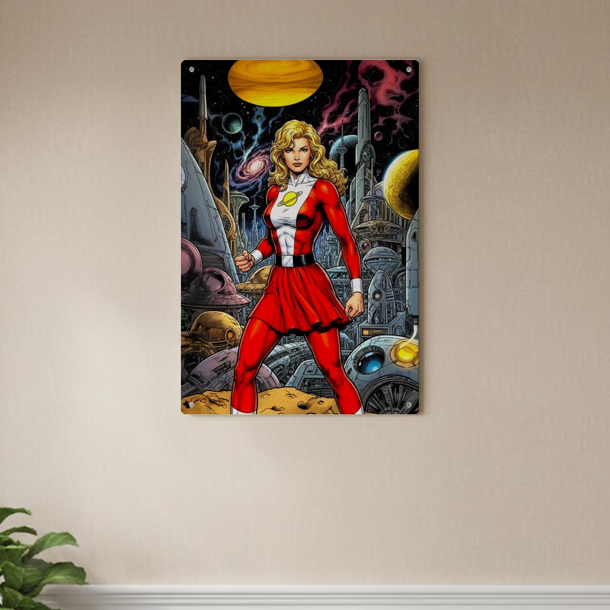 SATURN GIRL GO METAL WALL PLATE - ORIGINAL ART
