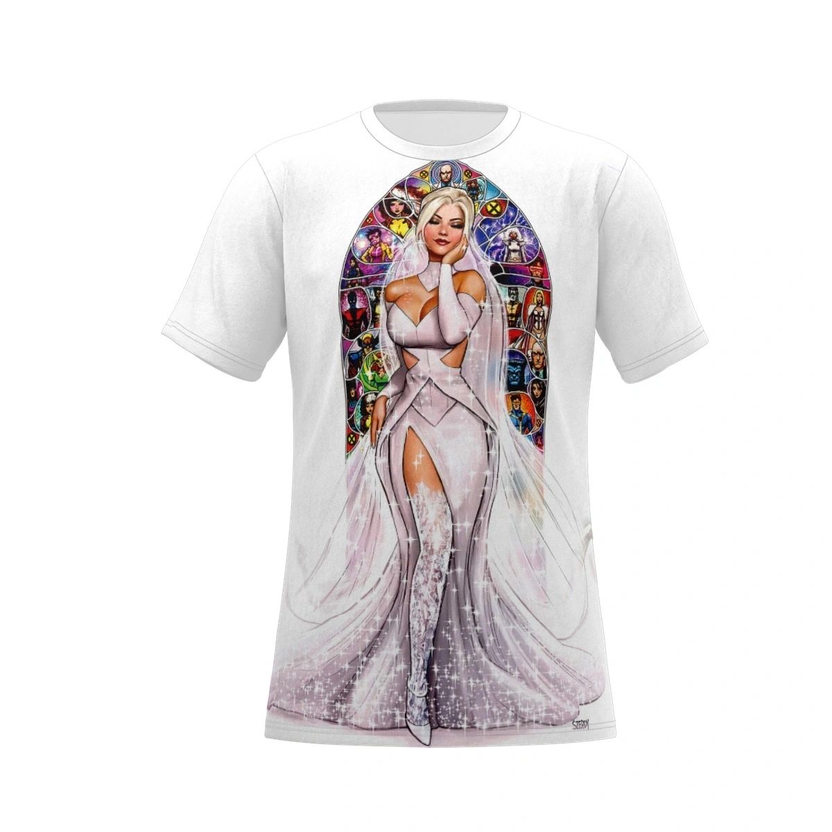 WHITE QUEEN WEDDING GOWN ALL OVER PRINT SHIRT AND TANK - EMMA FROST