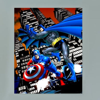 CAPTIAN AMERICA BATMAN BY JOHN BYRNE Framed Single-Piece Mural