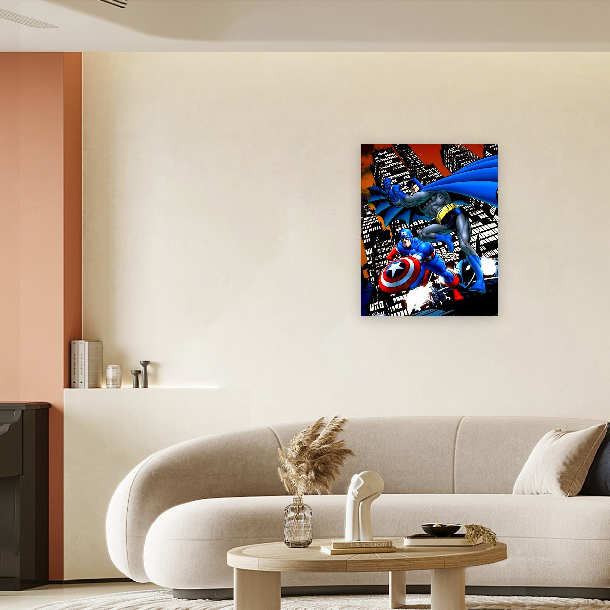 CAPTIAN AMERICA BATMAN BY JOHN BYRNE Framed Single-Piece Mural