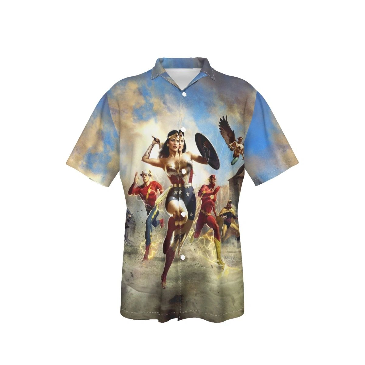 JSA WW2 MOVIE ALL OVER PRINT SHIRT, BUTTON UP & TANK - WONDER WOMAN