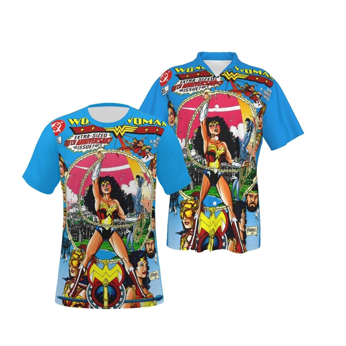 WONDER WOMAN 120 ALL OVER PRINT SHIRT, BUTTON UP & TANK
