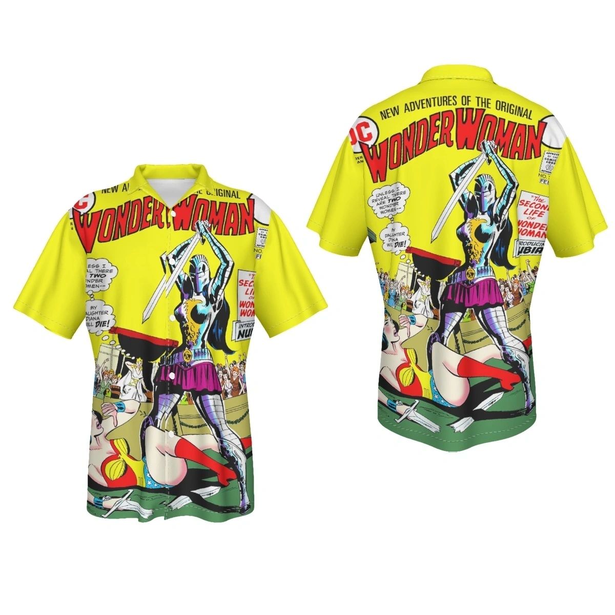 WONDER WOMAN 204 ALL OVER PRINT SHIRT, BUTTON UP & TANK