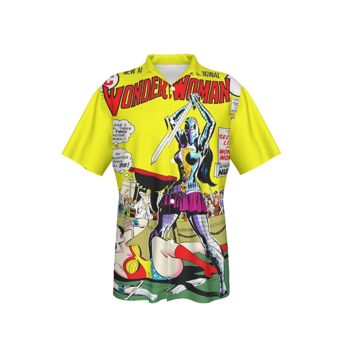 WONDER WOMAN 204 ALL OVER PRINT SHIRT, BUTTON UP & TANK