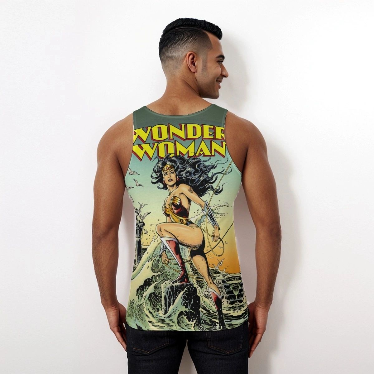 WONDER WOMAN 118 V2 ALL OVER PRINT SHIRT, BUTTON UP & TANK