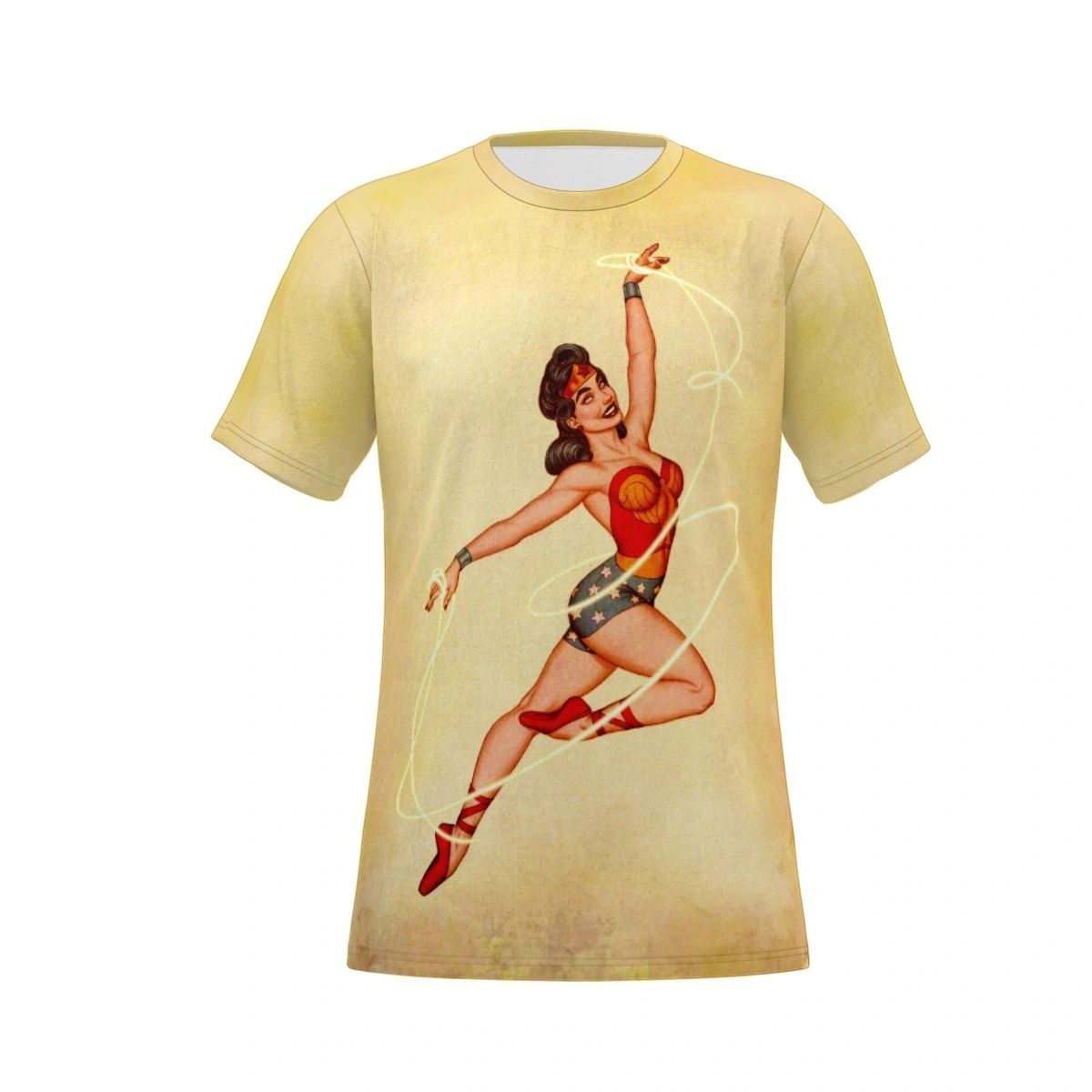WONDER WOMAN JENNY FRISON PINUP ALL OVER PRINT SHIRT & TANK