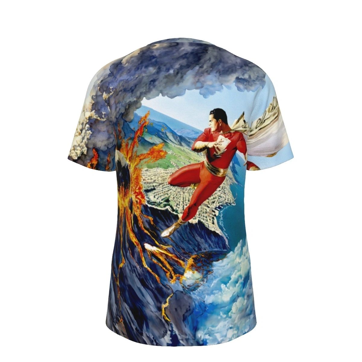 SHAZAM SAVES VOLCANO PAGE OVER PRINT SHIRT & TANK- ALEX ROSS