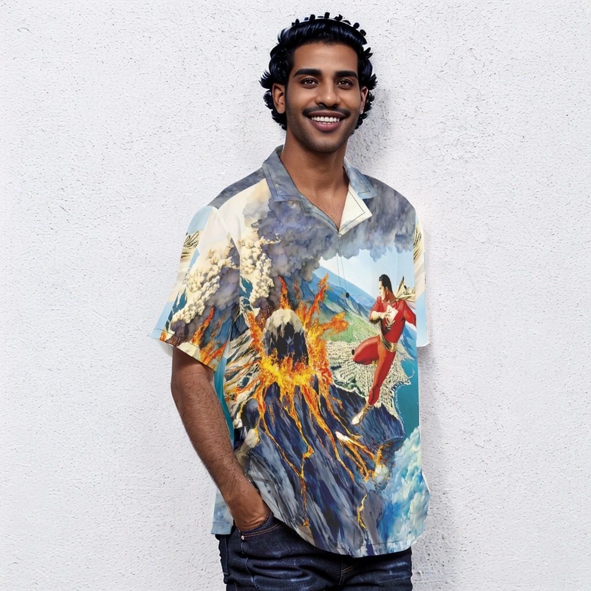 SHAZAM SAVES VOLCANO PAGE OVER PRINT SHIRT & TANK- ALEX ROSS