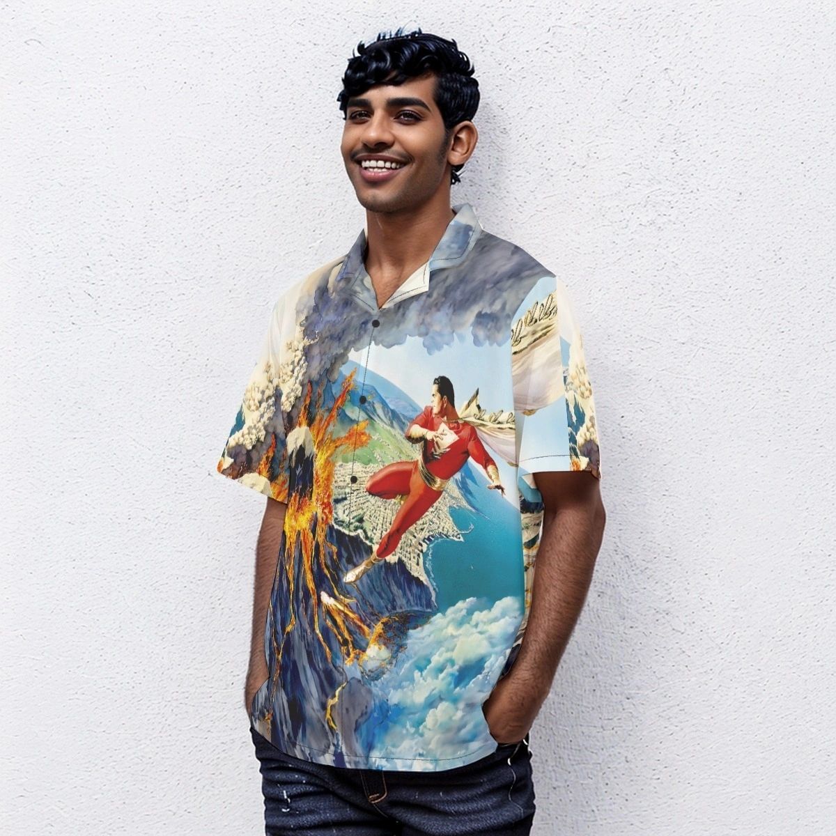 SHAZAM SAVES VOLCANO PAGE OVER PRINT SHIRT & TANK- ALEX ROSS