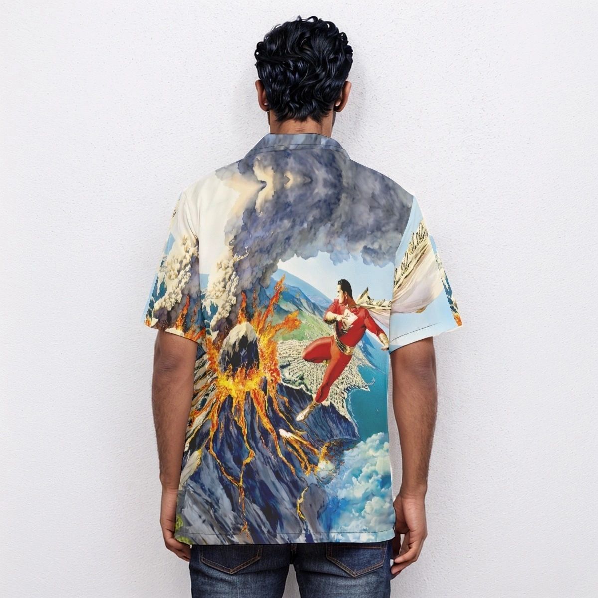SHAZAM SAVES VOLCANO PAGE OVER PRINT SHIRT & TANK- ALEX ROSS