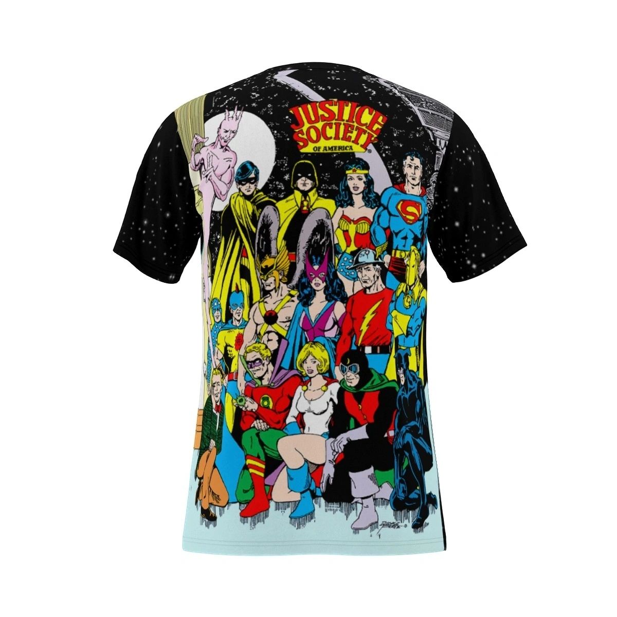 JLA JSA PEREZ PINUP OVER PRINT SHIRT & TANK