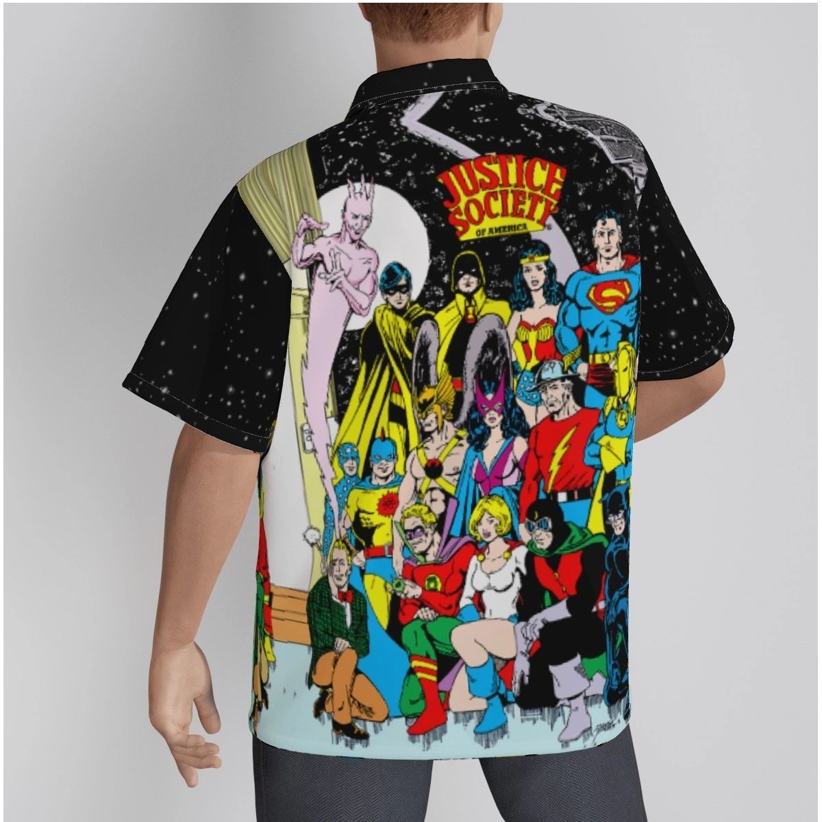 JLA JSA PEREZ PINUP OVER PRINT SHIRT & TANK