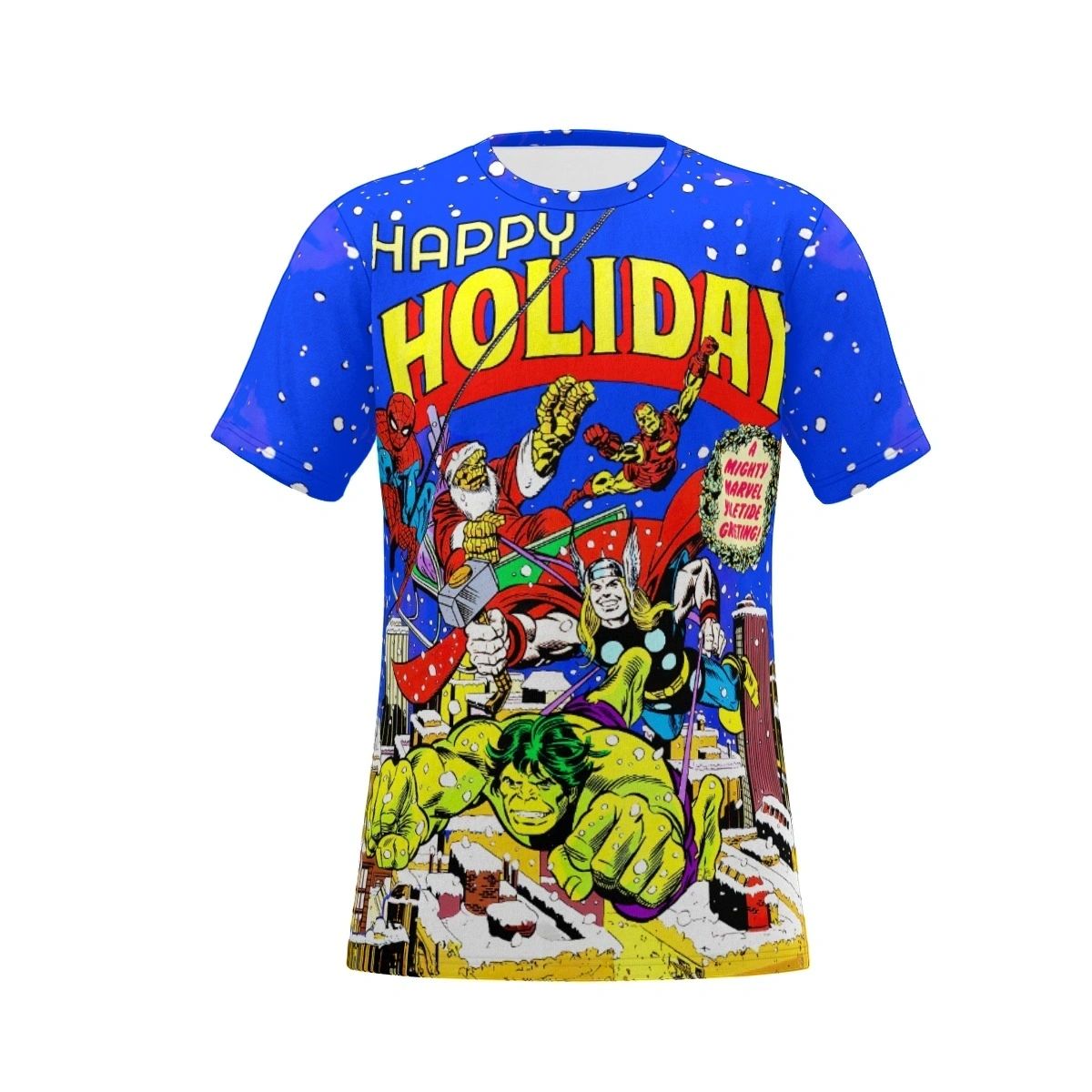 HAPPY HOLIDAY MARVEL OVER PRINT SHIRT & TANK
