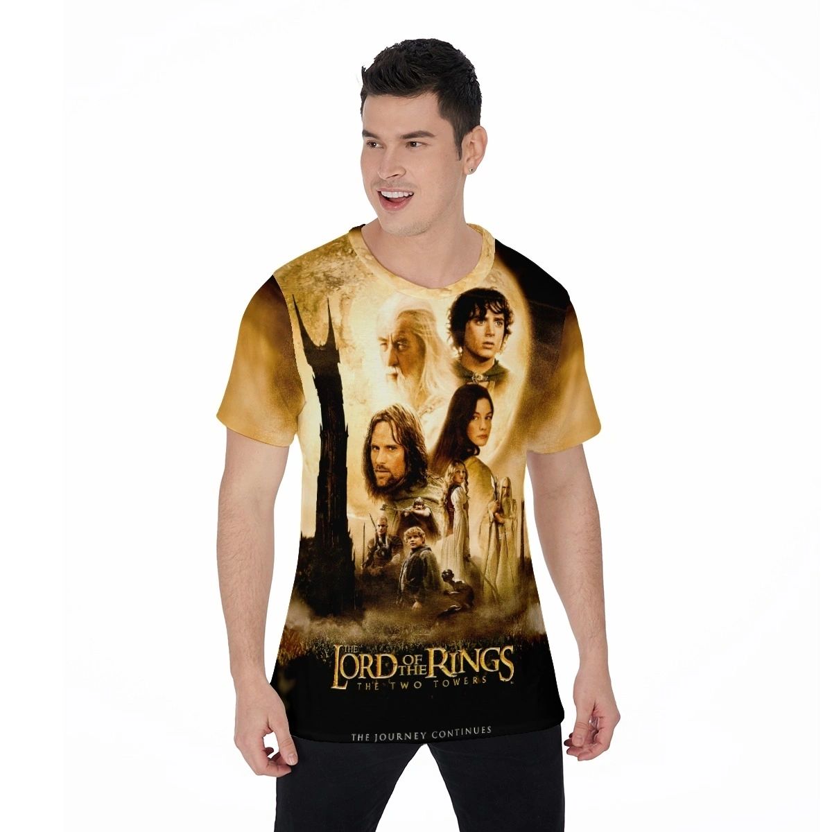 TWO TOWERS MOVIE POSTER PINUP OVER PRINT SHIRT & TANK- LORD OF THE RINGS