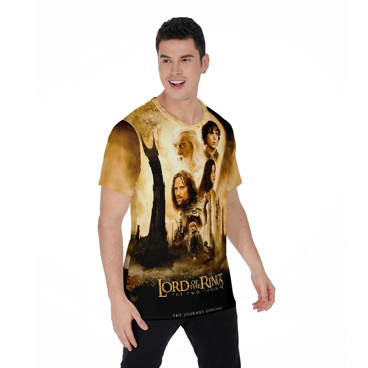 TWO TOWERS MOVIE POSTER PINUP OVER PRINT SHIRT & TANK- LORD OF THE RINGS
