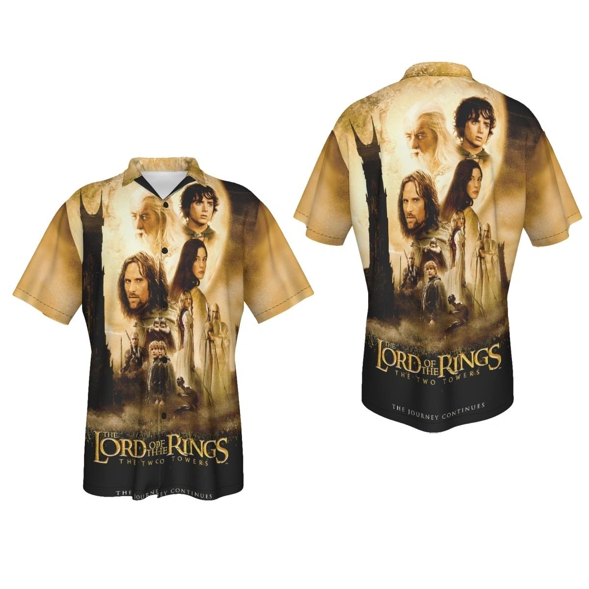 TWO TOWERS MOVIE POSTER PINUP OVER PRINT SHIRT & TANK- LORD OF THE RINGS