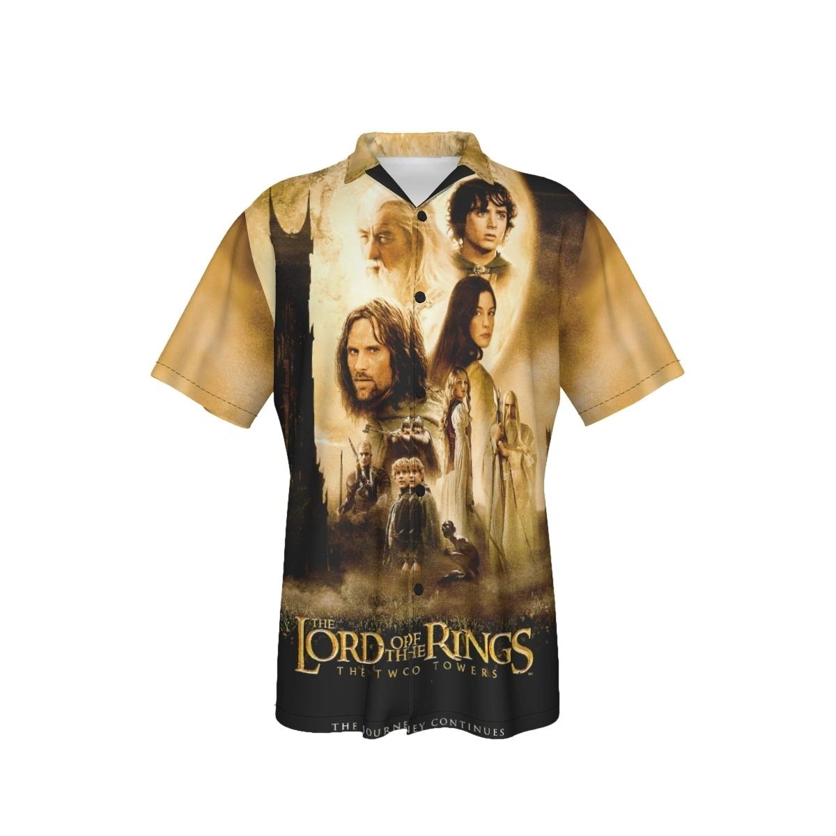 TWO TOWERS MOVIE POSTER PINUP OVER PRINT SHIRT & TANK- LORD OF THE RINGS