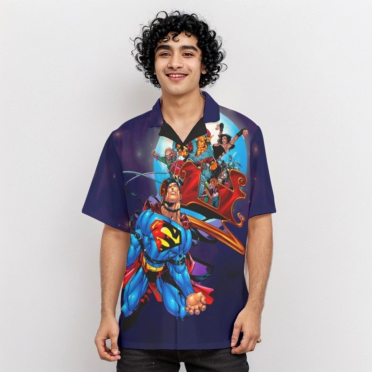 ACTION 762 OVER PRINT SHIRT & TANK - SUPERMAN PULLING SLEIGH