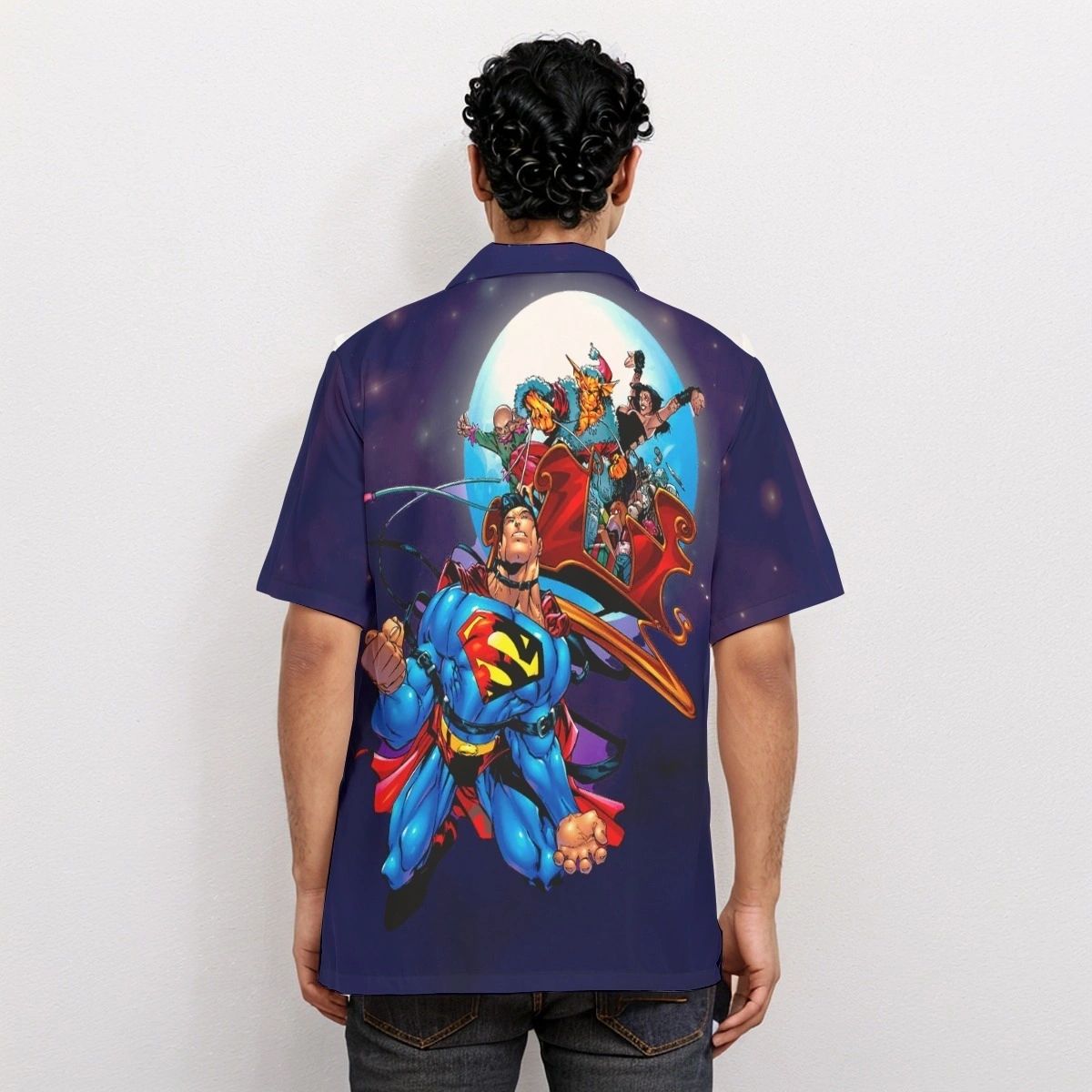 ACTION 762 OVER PRINT SHIRT & TANK - SUPERMAN PULLING SLEIGH