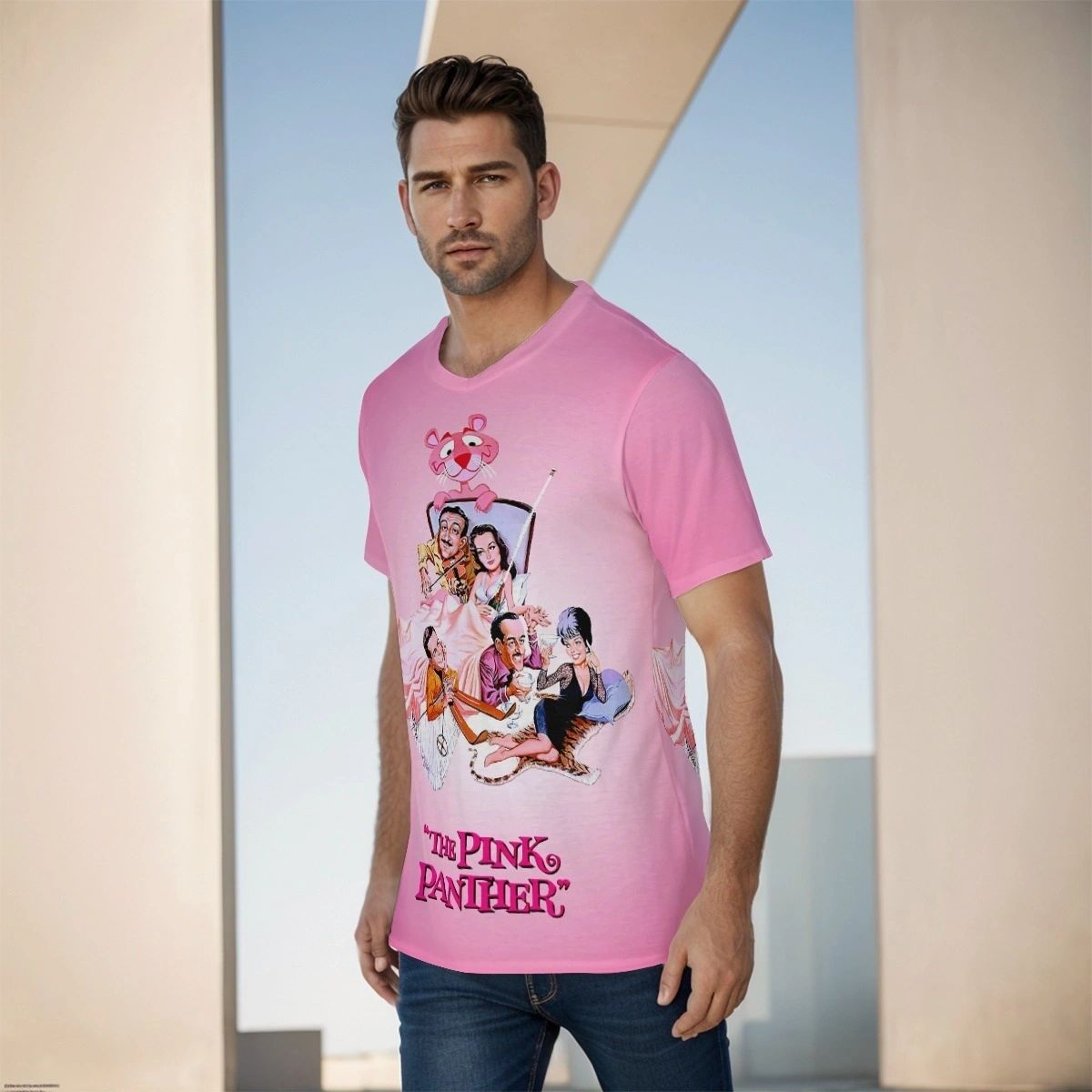 PINK PANTHER MOVIE POSTER OVER PRINT SHIRT & TANK