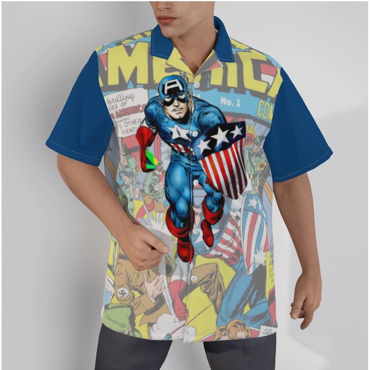 CAPTAIN AMERICA OVER CAP AMERICA COMICS 1 ALL OVER PRINT SHIRT & TANK -BYRNE