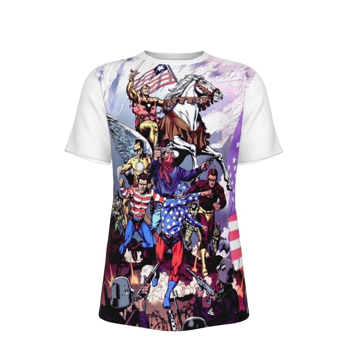 SHINING KNIGHT WITH THE SOLDIERS OVER PRINT SHIRT & TANK - STAR AND STRIPE 000