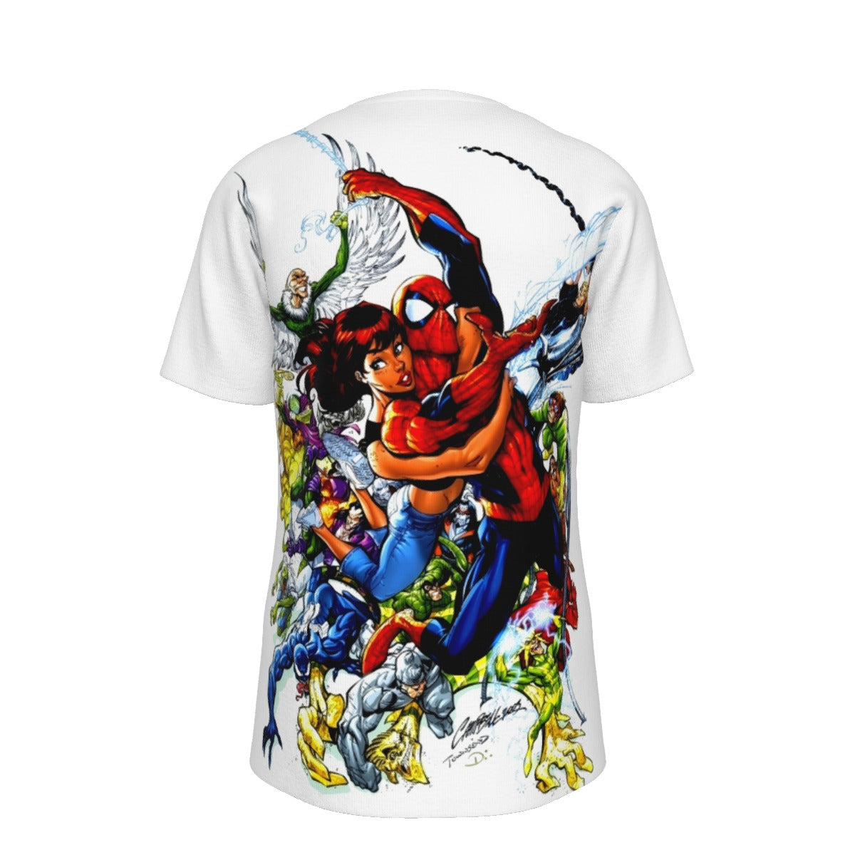 SPIDERMAN ESCAPES VILLAINS ALL OVER PRINT SHIRT AND TANK TOP