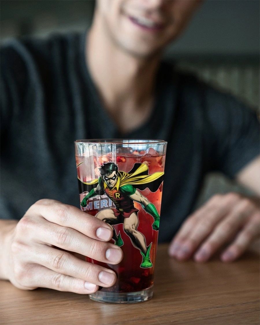 ROBIN THE BOY WONDER READY Pint Glass (with Free Shipping) - JLA READY