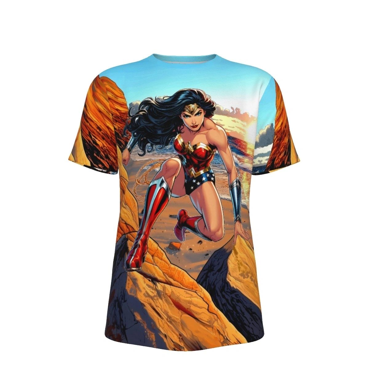 WONDER WOMAN EARTH 1 READY ALL OVER PRINT SHIRT AND TANK TOP