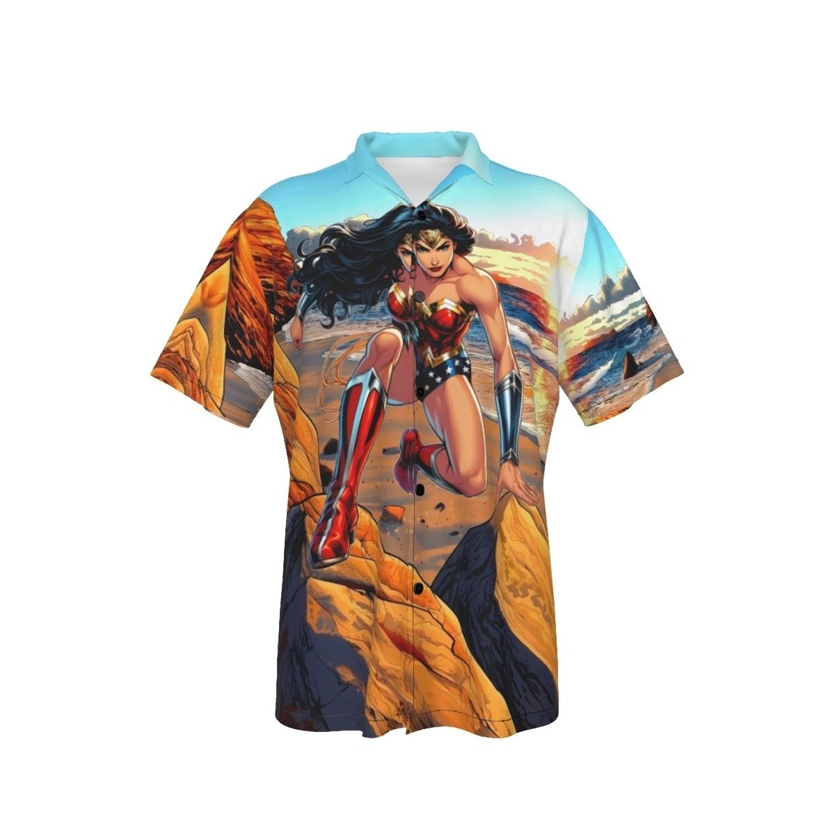 WONDER WOMAN EARTH 1 READY ALL OVER PRINT SHIRT AND TANK TOP