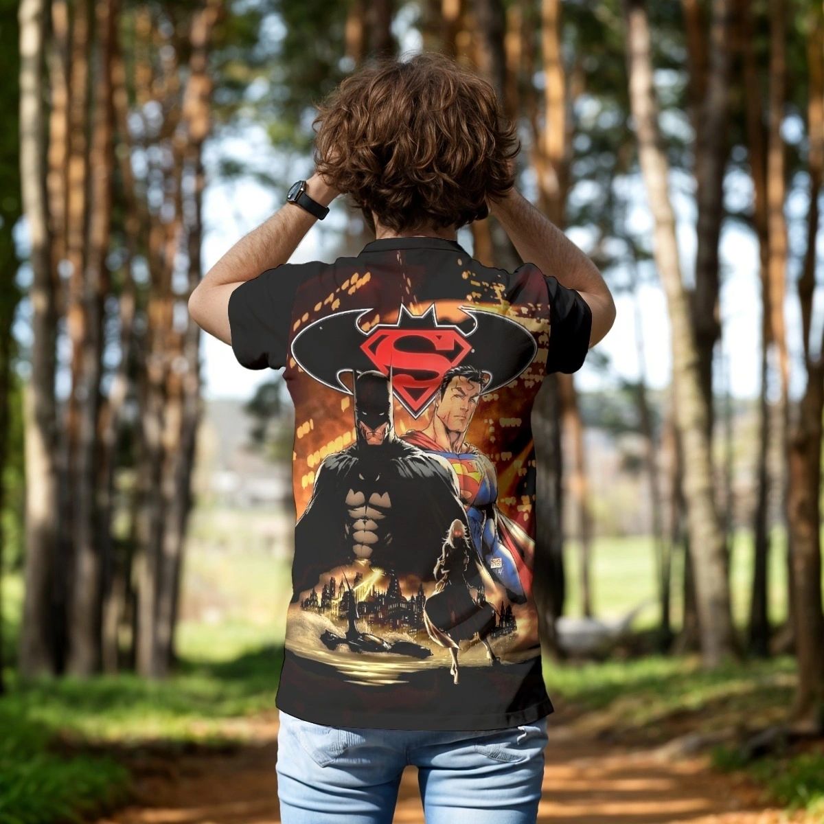 SUPERMAN BATMAN 8 ALL OVER PRINT SHIRT - MICHAEL TURNER