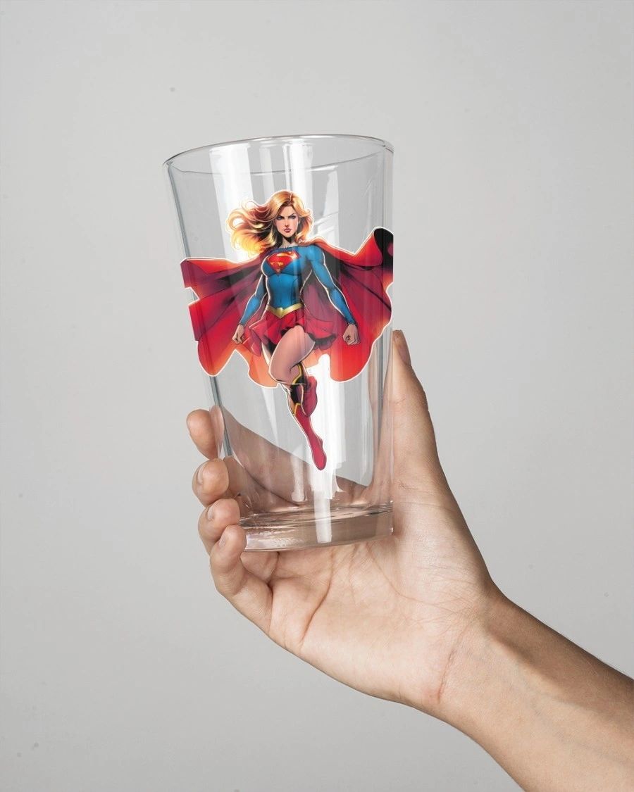 SUPERGIRL EARTH 1 READY Pint Glass (with Free Shipping) - JLA READY SERIES