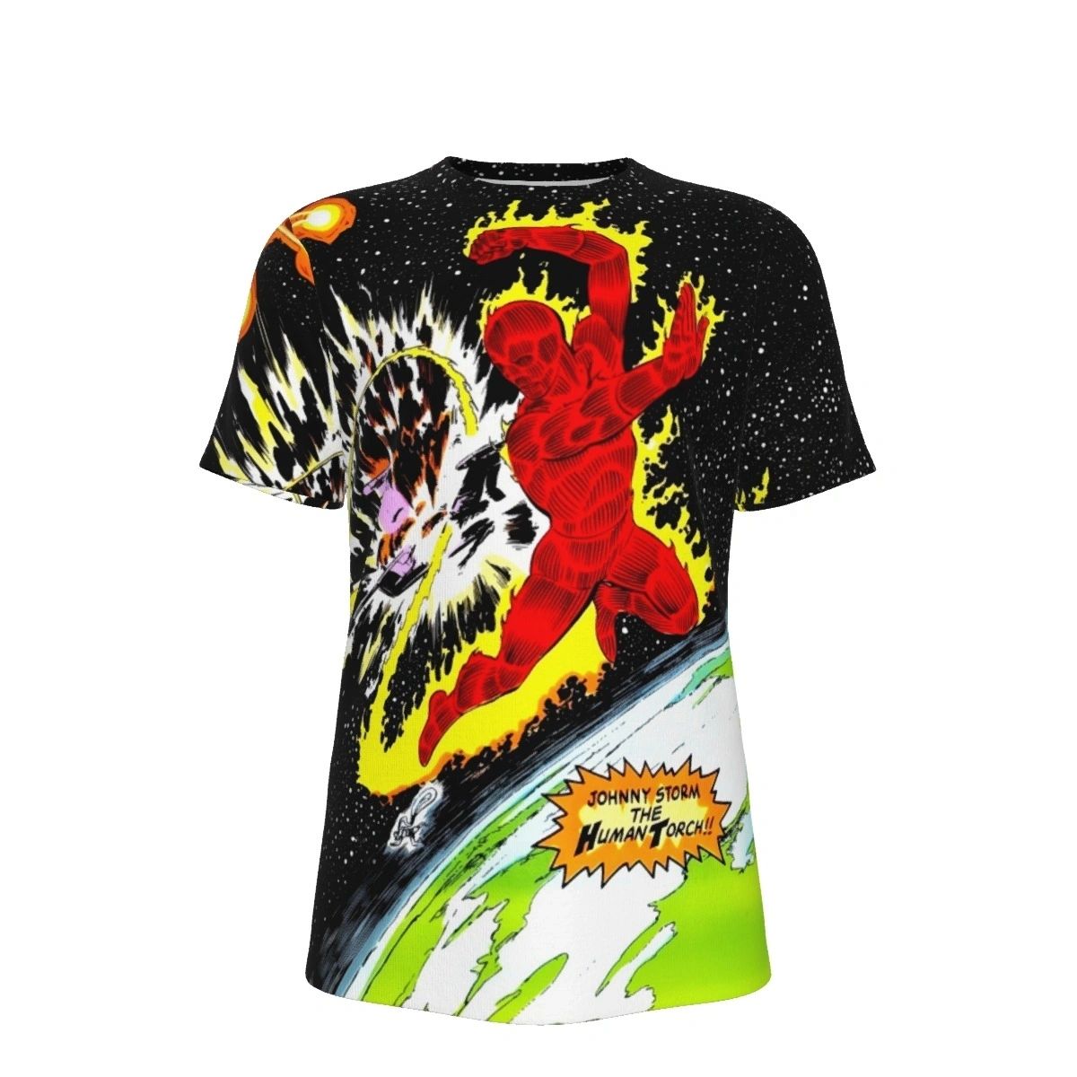 HUMAN TORCH PINUP ALL OVER PRINT SHIRTS -JOHN BYRNE
