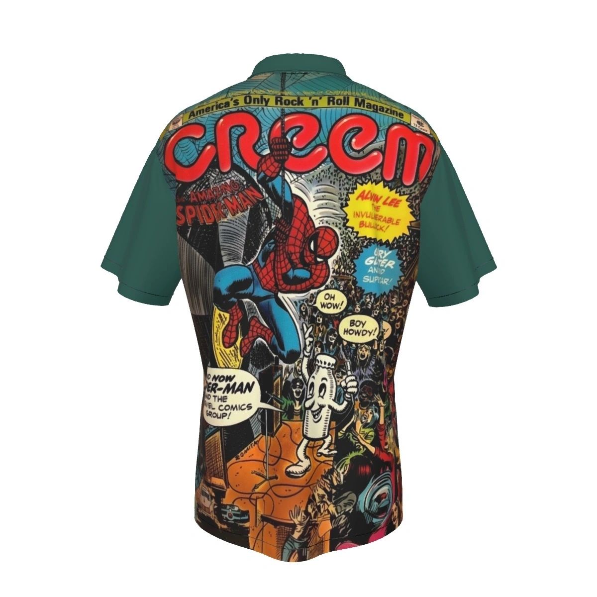 CREEM 1 ALL OVER PRINT SHIRTS - AMERICAS ONLY ROCK AND ROLL MAGAZINE -SPIDERMAN