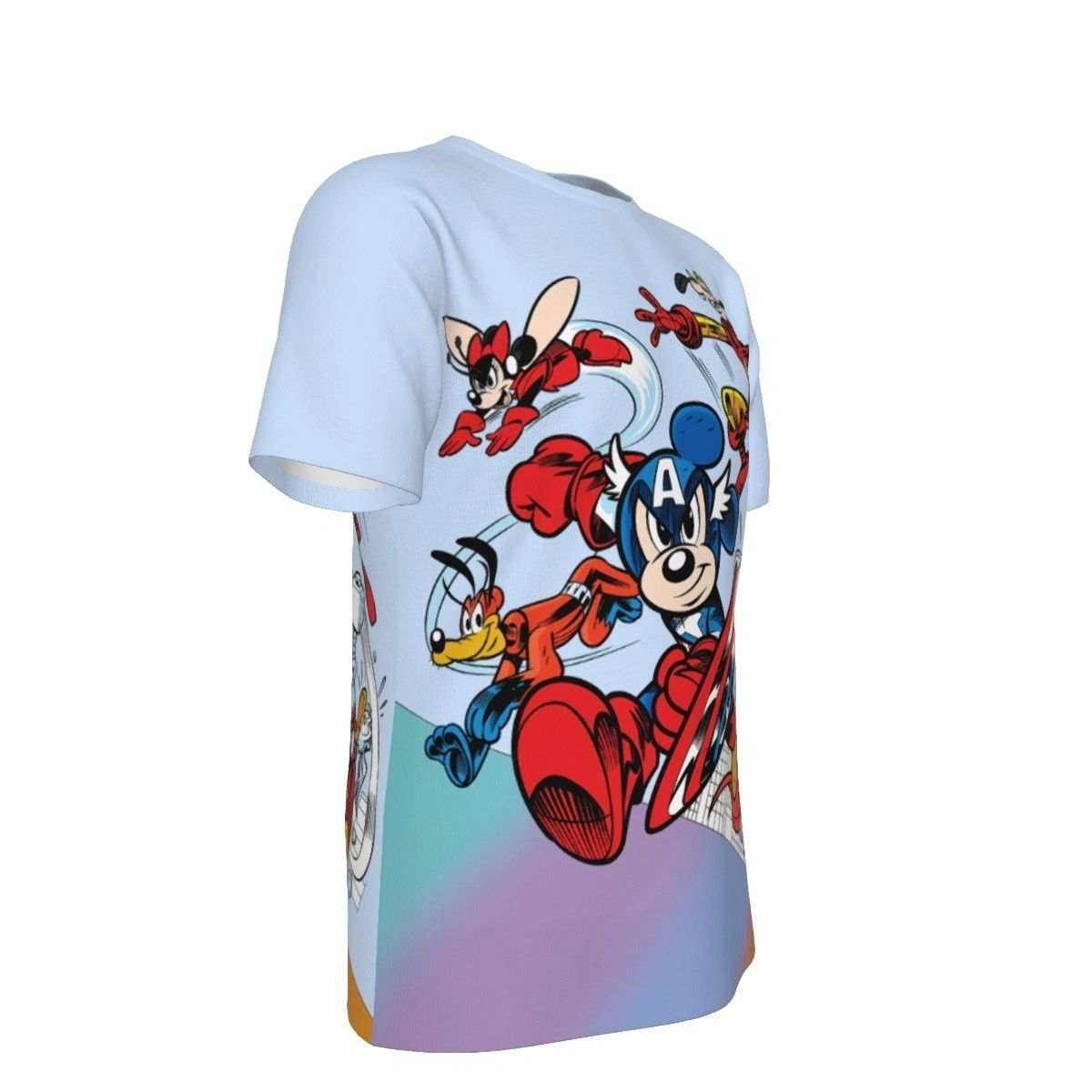 MIKEY AND FRIENDS AS THE AVENGERS ALL OVER PRINT SHIRTS