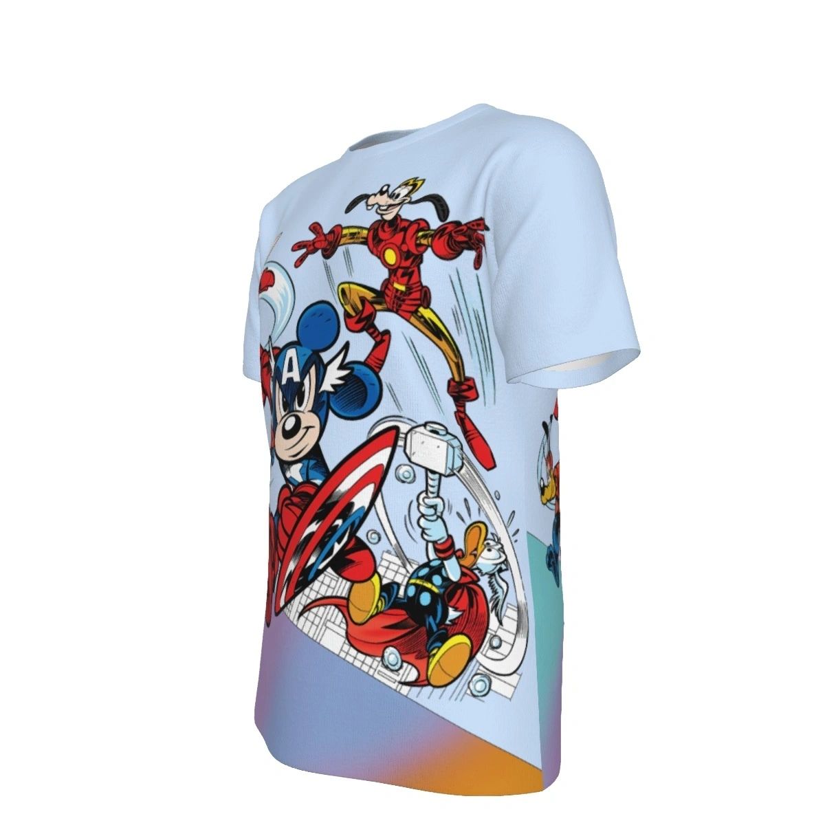 MIKEY AND FRIENDS AS THE AVENGERS ALL OVER PRINT SHIRTS