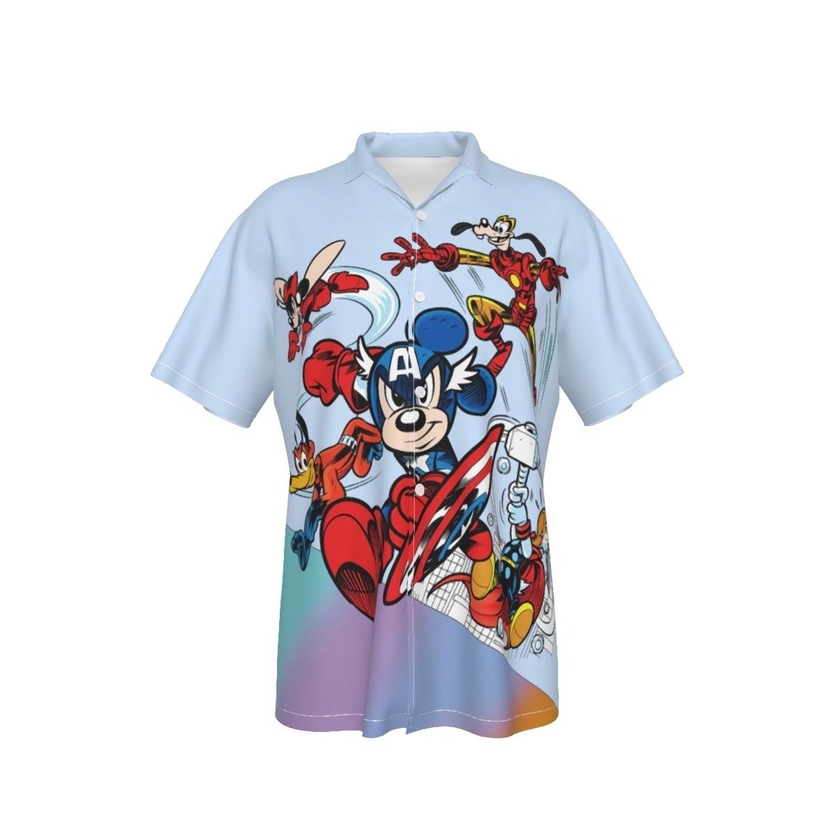 MIKEY AND FRIENDS AS THE AVENGERS ALL OVER PRINT SHIRTS
