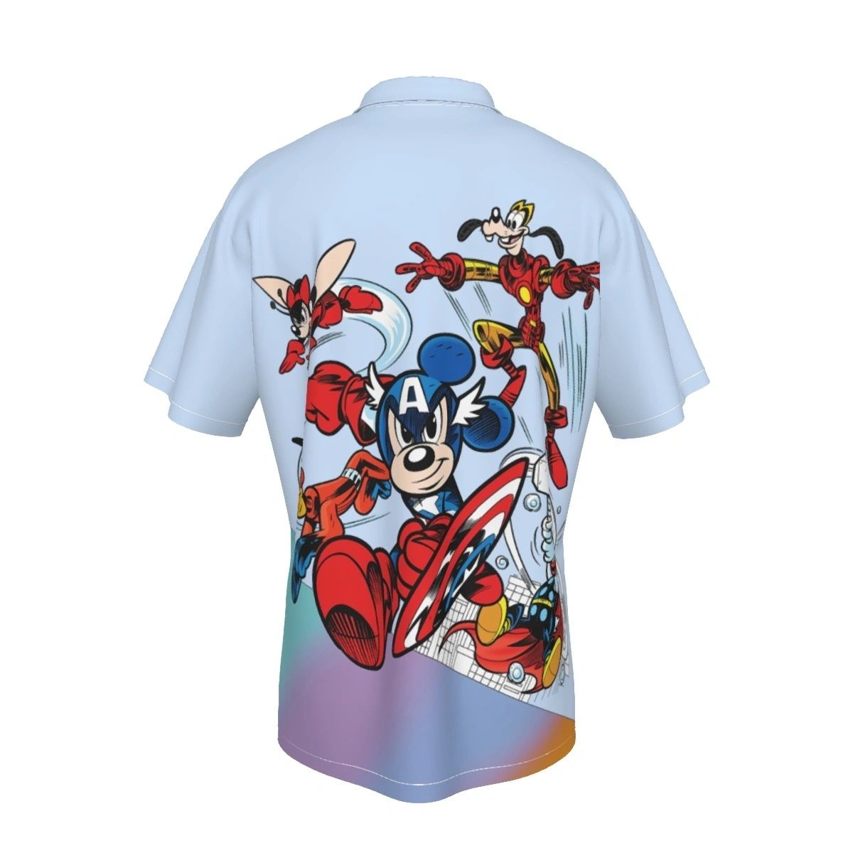 MIKEY AND FRIENDS AS THE AVENGERS ALL OVER PRINT SHIRTS
