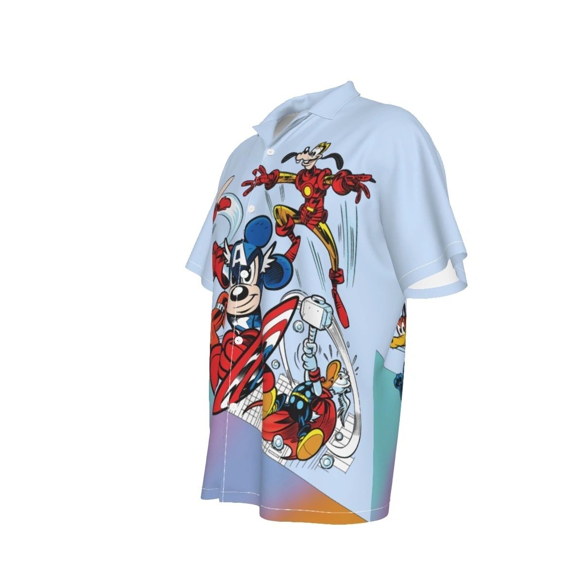 MIKEY AND FRIENDS AS THE AVENGERS ALL OVER PRINT SHIRTS