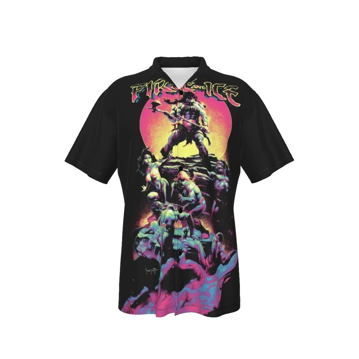 FIRE AND ICE ALL OVER PRINT SHIRTS - FRANK FRAZETTA