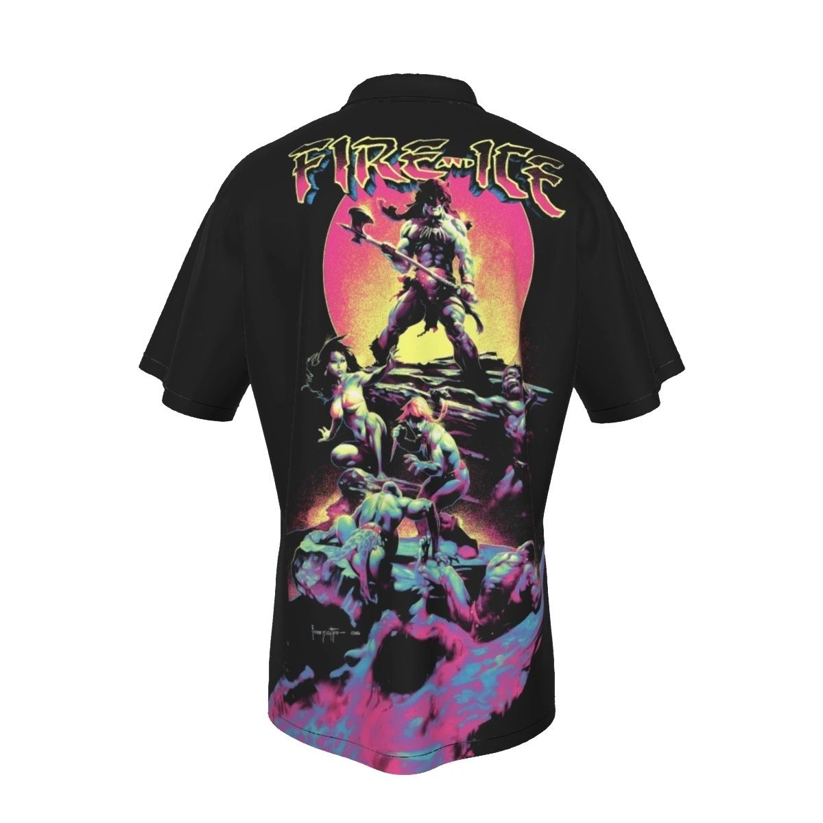 FIRE AND ICE ALL OVER PRINT SHIRTS - FRANK FRAZETTA