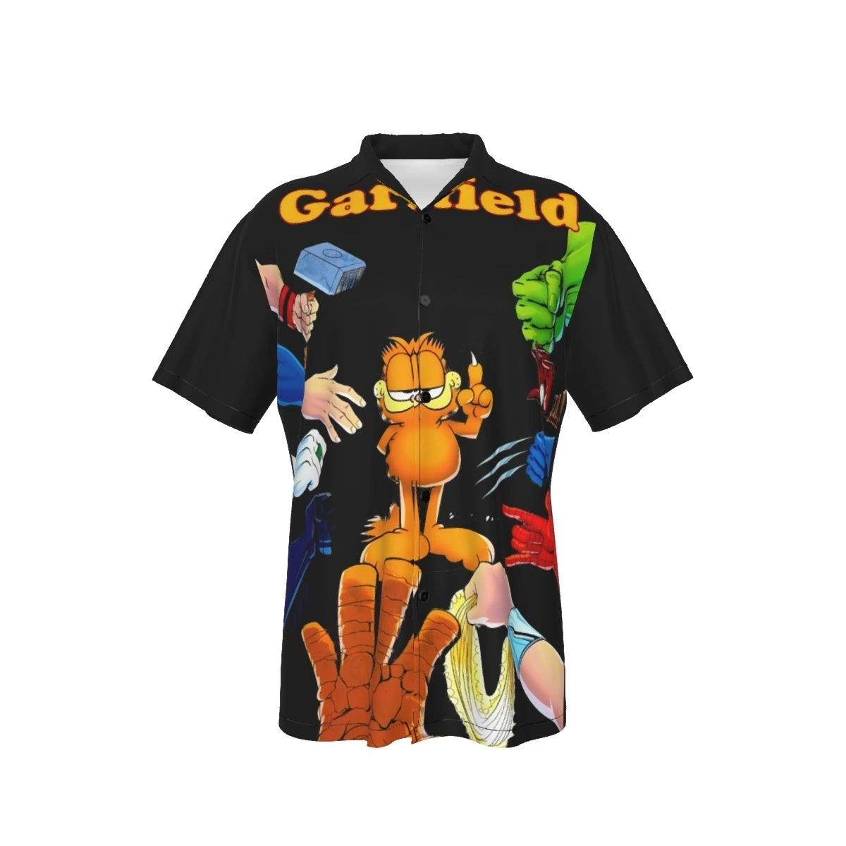 GARFIELD AND HEROES ALL OVER PRINT SHIRTS