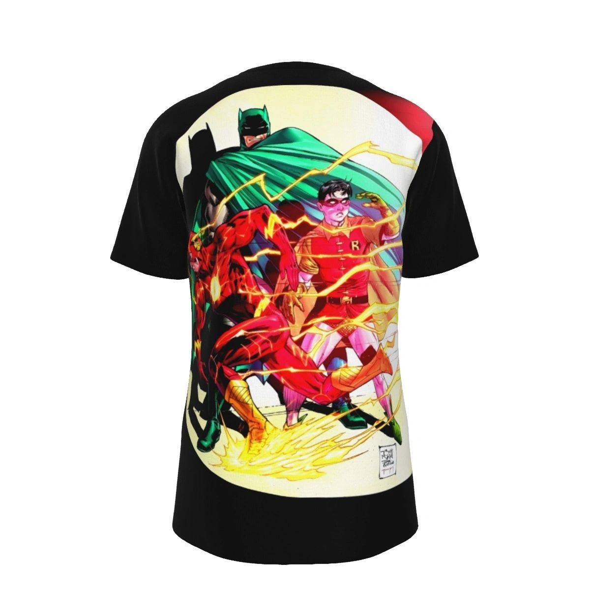 ICONIC BATMAN AND ROBIN SEARCHLIGHT COVER WITH FLASH ALL OVER PRINT SHIRTS