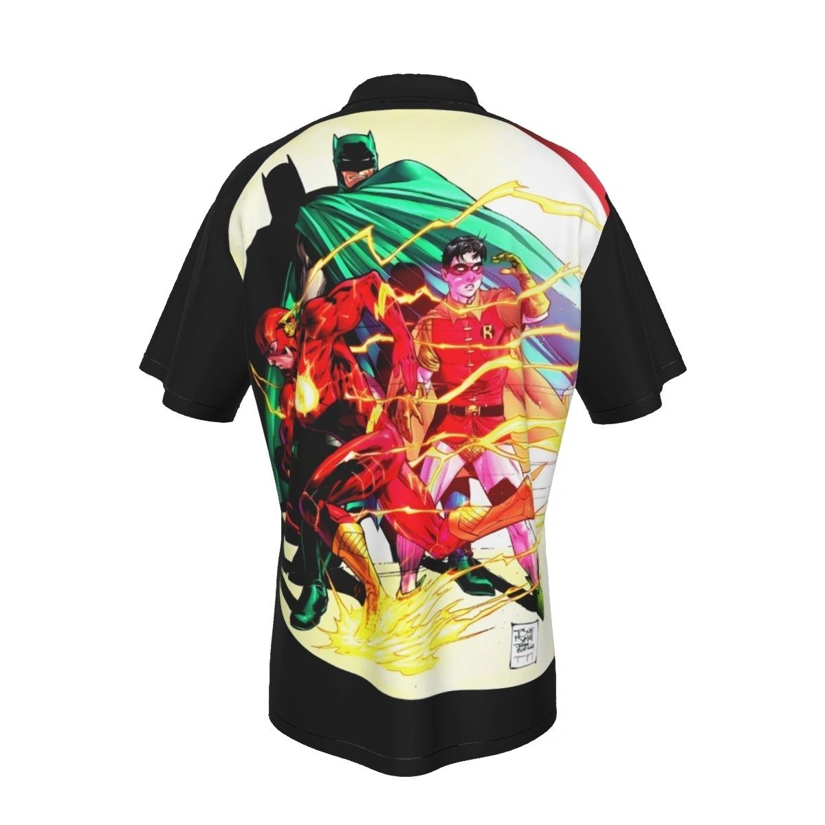 ICONIC BATMAN AND ROBIN SEARCHLIGHT COVER WITH FLASH ALL OVER PRINT SHIRTS