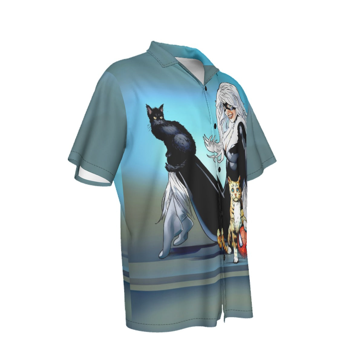 BLACK CAT KITTYS ALL OVER PRINT SHIRT AND TANK
