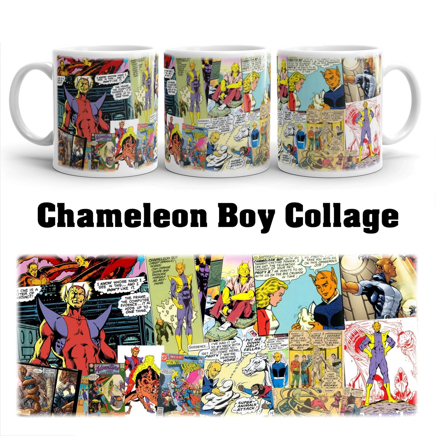 Chameleon Boy Collage Anniversary Mugs