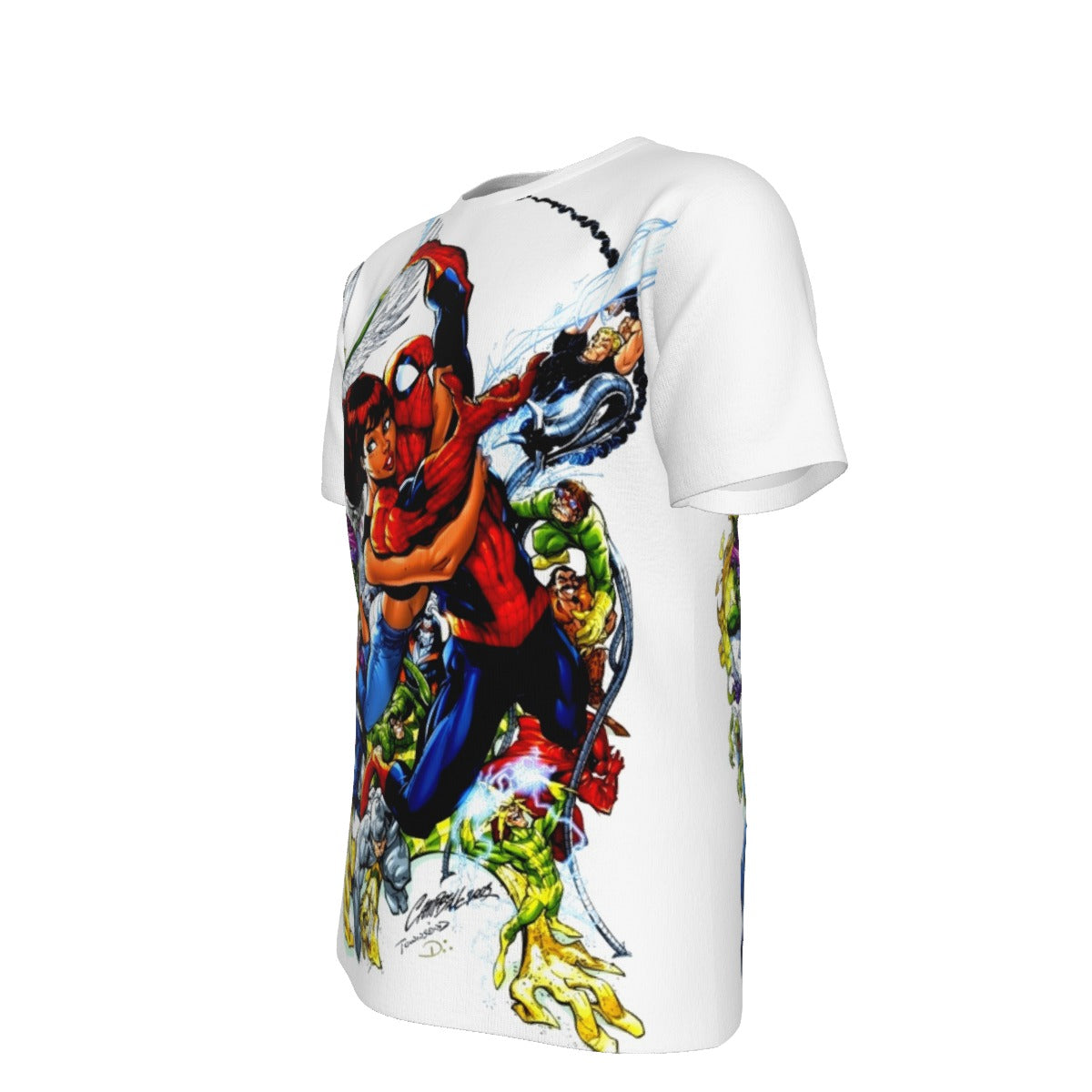 SPIDERMAN ESCAPES VILLAINS ALL OVER PRINT SHIRT AND TANK TOP
