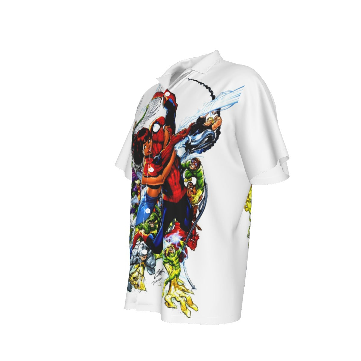 SPIDERMAN ESCAPES VILLAINS ALL OVER PRINT SHIRT AND TANK TOP