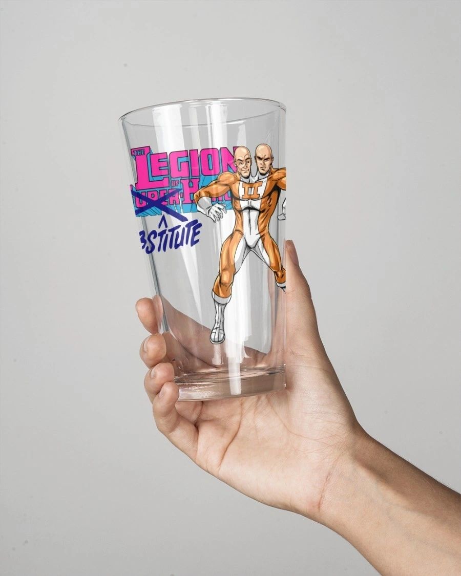 DOUBLE HEADER OF THE LEGION OF SUBSTITUTE HEROES Pint Glass (with Free Shipping)
