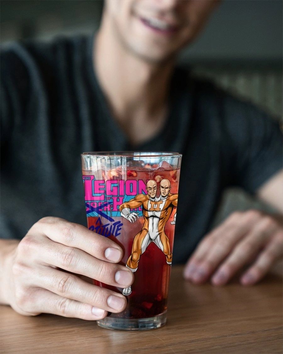 DOUBLE HEADER OF THE LEGION OF SUBSTITUTE HEROES Pint Glass (with Free Shipping)